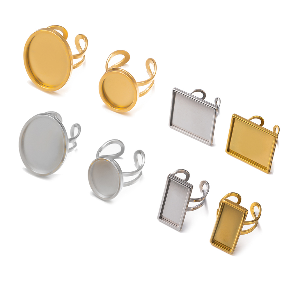 Ring Set Adjustable - 4 pezzi in acciaio inossidabile dorato