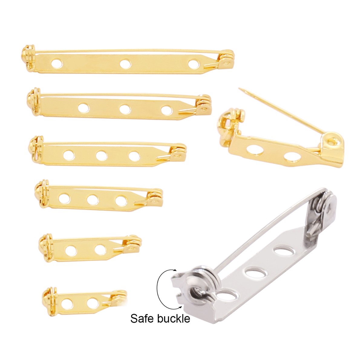 Brooch Pin Gold - 10 pz 17-45mm Spilla Clip Base
