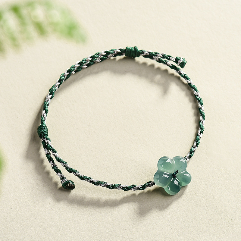 Women'S Vintage Accessories - Bracciale con fiore in giadeite birmana,