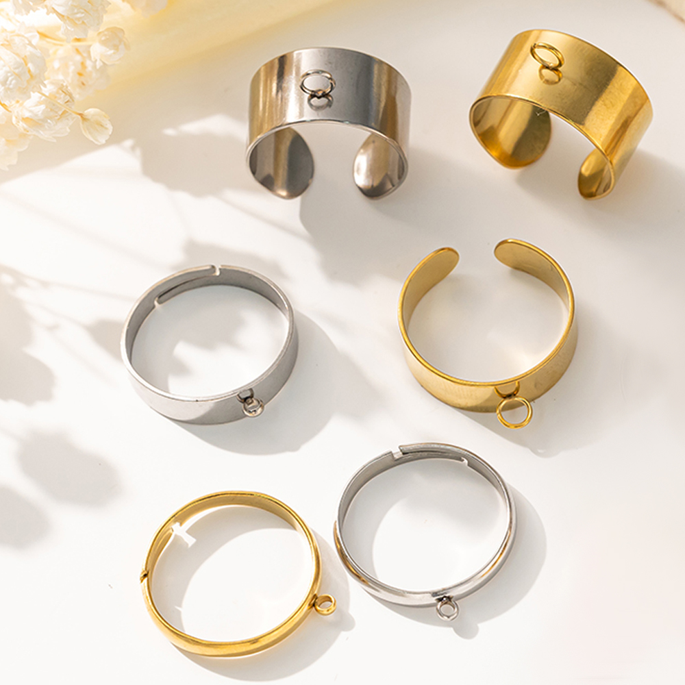 Ring Set Adjustable - 5 pz/lotto Acciaio Inossidabile Colore Oro