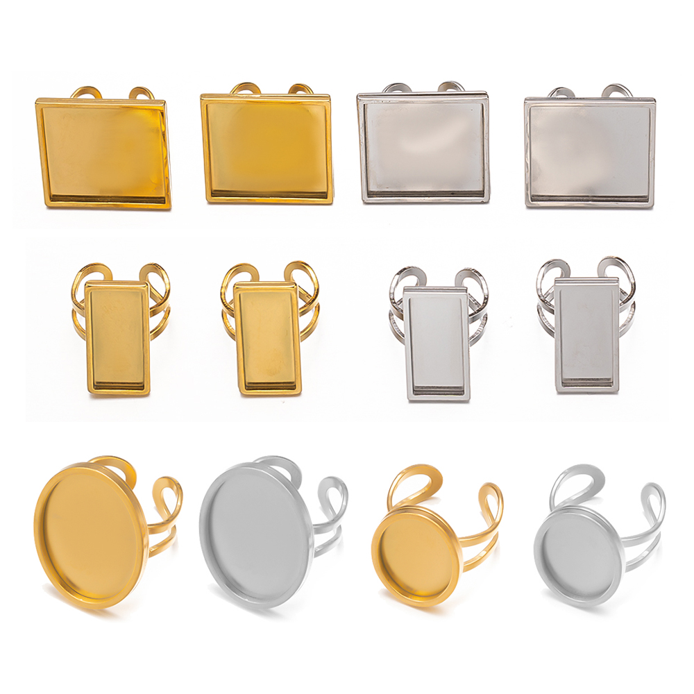 Ring Set Adjustable - 4 pezzi in acciaio inossidabile quadrato